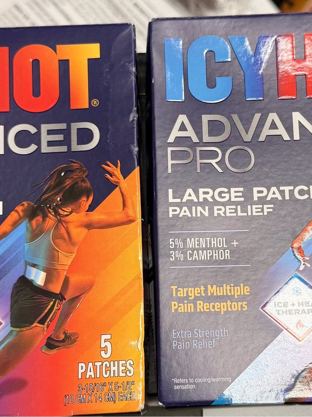 2packs icy hot Advanced Pro Large Patch Pain Relief - Extra Strength